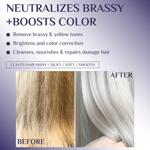 Champú y <span class=keywords><strong>Acondicionador</strong></span> Profesional Morado, Corrector de Tonos Anti-Amarillos, Fijador del Color e Hidratante para Cabello Rubio Decolorado, Seco y Dañado - Product Image 3