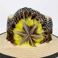 Bandeau de chapeau en plumes de coq naturelles lavées, avec franges et ruban, pour hommes et femmes, style cowboy, fedora, accessoire de coiffure et de costume