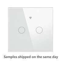 Interruptor de Luz Inteligente SMG-3066 con Pantalla Táctil, WiFi y RF Inalámbrico, 2 Canales, No Requiere Cable Neutro, Compatible con Alexa