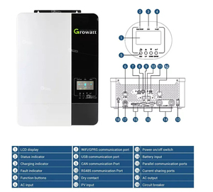 Onduleur hybride Growatt 50Kw <span class=keywords><strong>300</strong></span> watts 6Kva pièces de rechange du fabricant 5000Es 15Kw onduleurs hors réseau 48V - Product Image 5