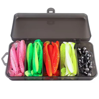 Ensemble de leurres souples artificiels à queue en T de 5,5 cm, 7 cm, 9 cm, 12 cm, 31 pièces, 33 pièces, 51 pièces, 81 pièces, avec hameçons de pêche en plomb, leurres en PVC, appâts souples pour rivière