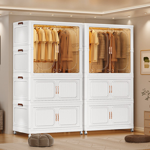 Portable Wardrobe Clothing Organizer Standing Type Rectangle No Installation Required For Bedroom Storage Cabinet HX 88105 88120 - Product Image 4