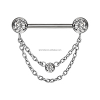 Nouveau Giometal ASTM F136 Titane Titane Gemmed Mamelon Bouclier Sexy Piercing Mamelon Anneau Piercing Bijoux pour Femmes Hommes