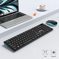 Clavier d'ordinateur silencieux de bureau 104 touches 2.4G / BT à double mode Combo clavier et souris sans fil multimédia