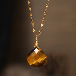 Collar con Colgante de Piedra Natural <span class=keywords><strong>en</strong></span> Forma de Lágrima, Delicado Amuleto de Gema <span class=keywords><strong>en</strong></span> Forma de Gota de Agua, Joyería Boho Hecha a Mano para Mujer, Uso Diario Informal - Product Image 3