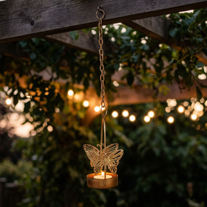 Porte-bougie papillon suspendu avec chaîne pour la décoration de la maison, lanterne en métal durable - Product Image 6