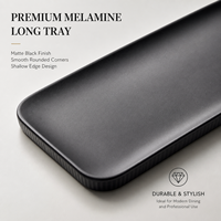 Plateau rectangulaire long en mélamine noir de 40,5 cm, design contemporain, incassable, qualité alimentaire, en résine, pour service en restaurant