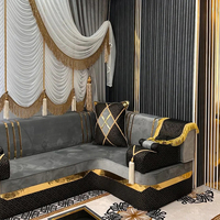 Canapé modulaire carré traditionnel arabe en tissu rembourré, design confortable pour salon, avec rembourrage en éponge