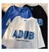 T-shirts unisexes de haute qualité à la conception de lettres 3D, amples et décontractés, en coton pour hommes et femmes, T-shirt brodé 3D pour homme