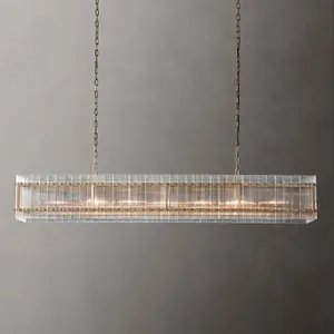 Lampe led suspendue rectangulaire en cristal doré, éclairage d'intérieur moderne de style italien pour salle à manger