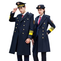 Manteau unisexe d'hiver pour concierge, uniforme pour la sécurité des biens immobiliers ferroviaires, service professionnel