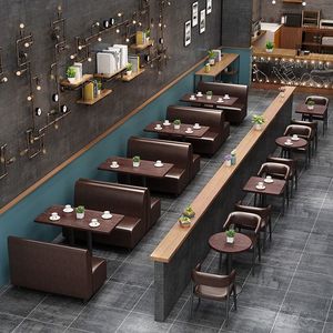 Conjunto de Muebles de <span class=keywords><strong>Bar</strong></span> de Bambú para Cafetería, Restaurante Occidental, Tienda de Té con Leche - Muebles de <span class=keywords><strong>Bar</strong></span> Comerciales con Combinación de Sofá, Mesa y Sillas - Product Image 3