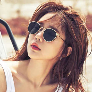 Солнцезащитные очки с квадратной круглой рамкой, поляризованные солнцезащитные очки с УФ-400, солнцезащитные очки с золотистым стеклом, металлическая петля - Product Image 1