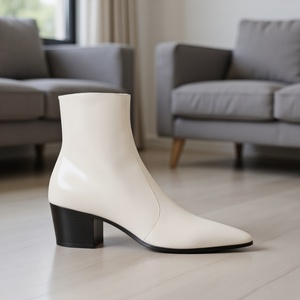 MOROSO Bottes <span class=keywords><strong>Chelsea</strong></span> pour hommes en cuir noir à la mode couleur unie Style de luxe classique hauteur de cheville augmentant bout pointu - Product Image 3