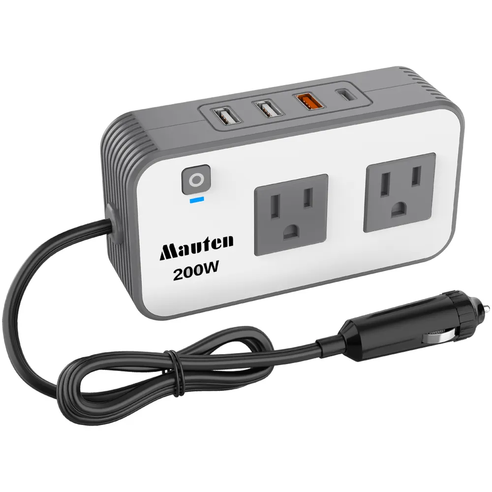 Hotsale 2 AC 콘센트 4 USB 포트 충전기 어댑터 200W 전원 인버터 DC 12V ~ 110V AC 자동차 변환기 DC AC 인버터