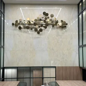 现代家居室内墙面艺术电镀不锈钢圆盘雕塑公司装饰