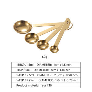 House Hold Products For Kitchen Mini Coffee Metal Stainless Steel Rose Gold Dry Measuring Spoons Set
