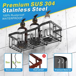Paquete de 5 estantes de baño de esquina <span class=keywords><strong>para</strong></span> <span class=keywords><strong>ducha</strong></span>, soporte adhesivo <span class=keywords><strong>para</strong></span> champú de Gel de <span class=keywords><strong>ducha</strong></span> montado en la pared, estantes de baño sin perforación, vendedor caliente de Amazons - Product Image 4