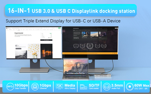 Displaylink 16 trong 1 Docking Station USB C <span class=keywords><strong>Hub</strong></span> đa cổng thích ứng Docking Station USB C để Dual <span class=keywords><strong>HDMI</strong></span> Adapter - Product Image 6