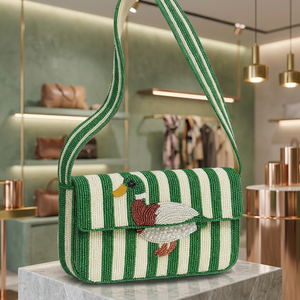 Sac à bandoulière à rabat perlé avec motif chien, sac de soirée fait main à la mode - Product Image 2