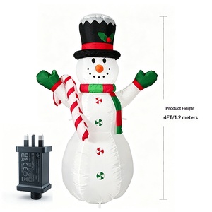 1.2-Meter Christmas <b>Inflatable</b> Snowman Cane Candy LED Luminous Air Model Outdoor Courtyard Holiday Decoration Ornament - Product Image 3