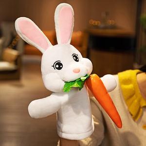 Marionnettes à main en peluche lapin lapin de 35 cm, jouet en peluche, fournitures pour fêtes d'anniversaire, pour raconter des histoires, enseigner, jouer à des rôles, cadeaux pour enfants - Product Image 2
