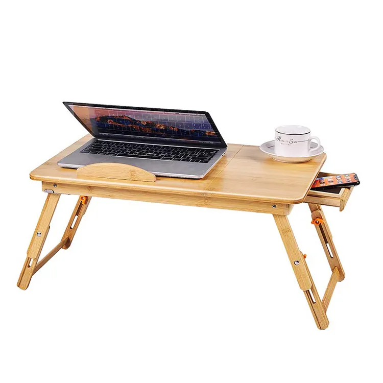 Großhandel einstellbarer Laptop-Tisch Schlaftablettee Rundlehntisch faltbarer Laptop-Betttablettee Tisch mit Ablage Schublade Heim Büromöbel