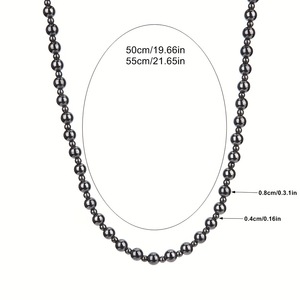 Colar Masculino PFT de Liga de Ferro Magnético Preto com Contas Geométricas em Formato de Bola - Product Image 2