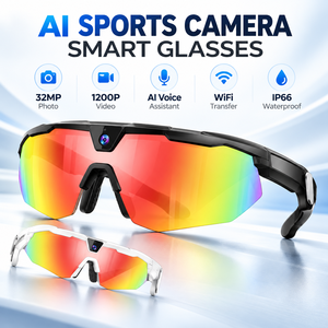 แว่นตาอัจฉริยะสำหรับปั่นจักรยาน AI กล้อง 8MP ถ่ายภาพ 32MP วิดีโอ 1200P ถ่ายโอนผ่าน WiFi ระบบป้องกันภาพสั่นไหว EIS มาตรฐานกันน้ำ IP66 น้ำหนัก 49 กรัม แว่นตากีฬา ถ่ายภาพแบบเรียลไทม์ - Product Image 1