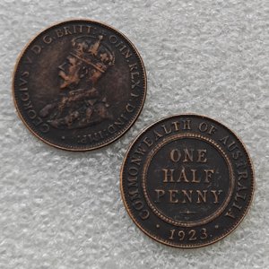 Koin Peringatan Gaya Antik Setengah Penny Australia 1923, Hadiah, Dekorasi Rumah - Product Image 3