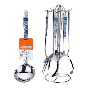 أفضل بيع 7 قطعة الطبخ مجموعة أدوات المطبخ أدوات المطبخ المصنوعة من الفولاذ المقاوم للصدأ مع مقبض زهرة هدية أدوات المطبخ مجموعة - Product Image 1