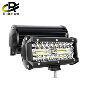 Farol de led para caminhão, barra de luz de led para caminhão, inundação, suv, trator, escavadeira 12v 24v, acessórios para carro, 7 polegadas, 120w