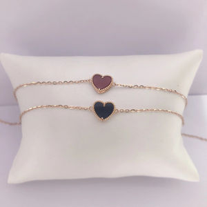 Joyería Fina de Oro Real de 18k, Pulsera de Oro Puro de 18k con Colgante en Forma de Corazón, Simple y Lujosa, Venta al por Mayor para Mujer - Product Image 3