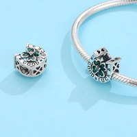 Vente en gros Plata Charm S925 Argent Trèfle à quatre feuilles Coccinelle Pendentif Perles Charms pour Bracelet Collier DIY Cadeau Accessoires