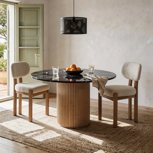 Silla de Comedor Moderna Tapizada en Tela Bouclé con Patas de Madera Maciza, Silla Auxiliar de Cocina, Silla sin Brazos para el Hogar, Muebles de Comedor para Restaurante - Product Image 3