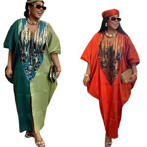 Robe Maxi Ethnique <span class=keywords><strong>Ayaba</strong></span> Africaine Ample Musulmane Kaftan Manches Courtes Longue Robe Traditionnelle à Imprimé Ankara - Product Image 1