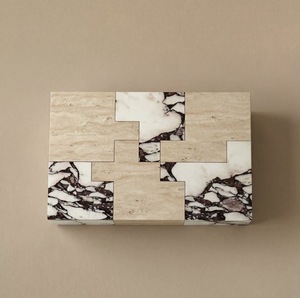 Tavolino da Caffè in Marmo Naturale a Scacchiera, Travertino Rosso Levanto, Tavolo Centrale in Pietra, Arredamento Moderno per Soggiorno, Direttamente dalla Fabbrica - Product Image 4