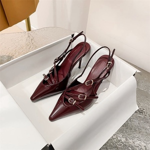 Zapatos de Tacón Alto Rojos de Diseño para Mujer, con Punta Abierta, Impermeables, con Logotipo Personalizado, Hebilla Sexy y Correa, Sandalias de Tacón de Aguja - Product Image 3