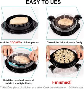 Herramienta trituradora de carne de cerdo y pollo sin BPA, máquina trituradora de carne giratoria con mango ergonómico y base antideslizante hecha de plástico - Product Image 5