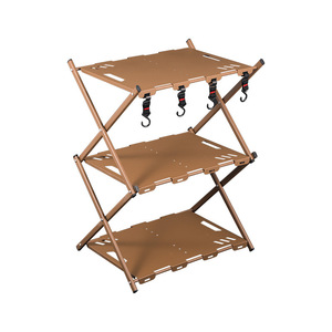 Portable Folding <b>Camping</b> <b>Table</b> 3 Layer Aluminum Outdoor Hiking Picnic Use Cross Base Rectangular Shape - Product Image 1