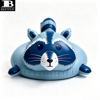 Bouée gonflable 3D Premium en vinyle épais, motif raton laveur bleu, pour piscine et activités aquatiques