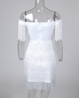 Robe moulante sans manches pour femme Robes d'été blanches à franges et pompons