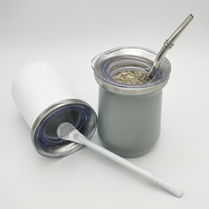 Bán buôn 8oz Argentina taza de tách trà đôi tường thép không gỉ cách nhiệt bầu Yerba Mate cup với bombilla rơm - Product Image 5