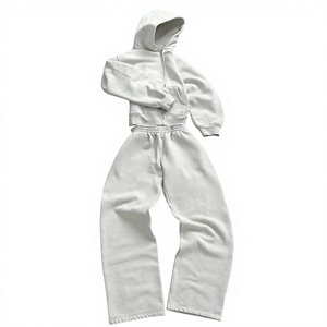 Conjunto de Sudadera con Capucha y Pantalones Deportivos para Hombre, Estilo Casual, Estampado Vintage, Poliéster/Algodón Transpirable, Cierre de Cremallera, Corte Holgado, Tela de 380g, para Otoño - Product Image 2