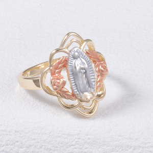 Bague Beverly 14k Oro Vierge Marie-Prophète séquentiel Bijoux tricolores Bague en laiton chrétien Vierge Guadalupe - Product Image 4