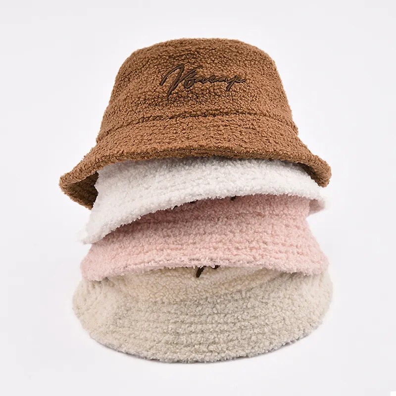 Personalized fashion design custom furry winter fur fuzzy women mens bucket hat