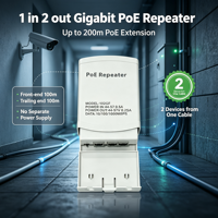 Extender Repeater PoE Gigabit Outdoor 3 Port Jangkauan 200m IEEE 802.3af/at Tahan Air untuk Kamera IP CCTV Tersedia ANPA AP-102GF