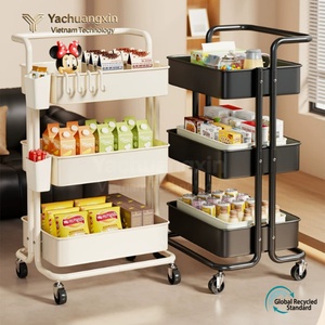 Multifunctional Plastic <b>Storage</b> <b>Cart</b> With Wheels For Beverage Bottles Large Capacity Modern Design Floor Standing Organizer - Product Image 3