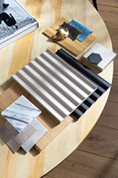 Panneau de grille WPC à texture bois, à rainures circulaires, revêtement mural imperméable et résistant à l'humidité, décoration intérieure