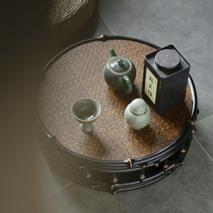 Mesa redonda de bambú de estilo chino, mesa pequeña para té, mesa de tatami hecha a mano, mesa baja para ceremonia del té/mesa para ventana. - Product Image 4